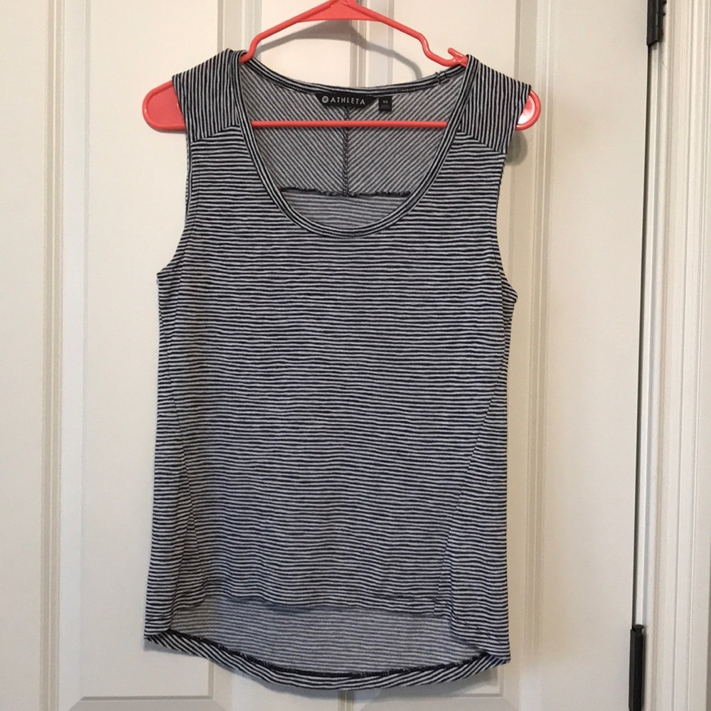 Athleta Black and White Striped Scoop Neck Tank